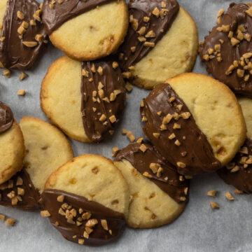 chocolate dipped toffee butter cookies