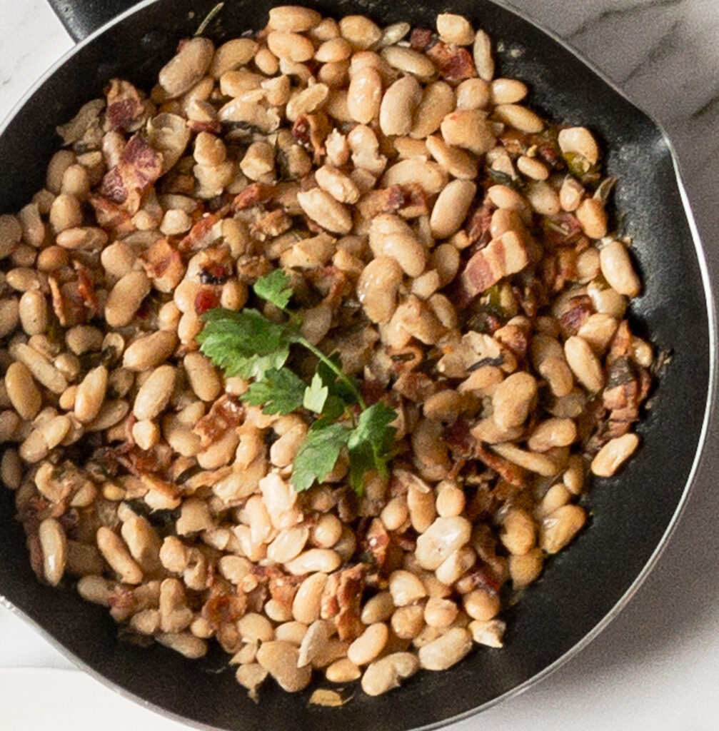 white beans with bacon and herbs