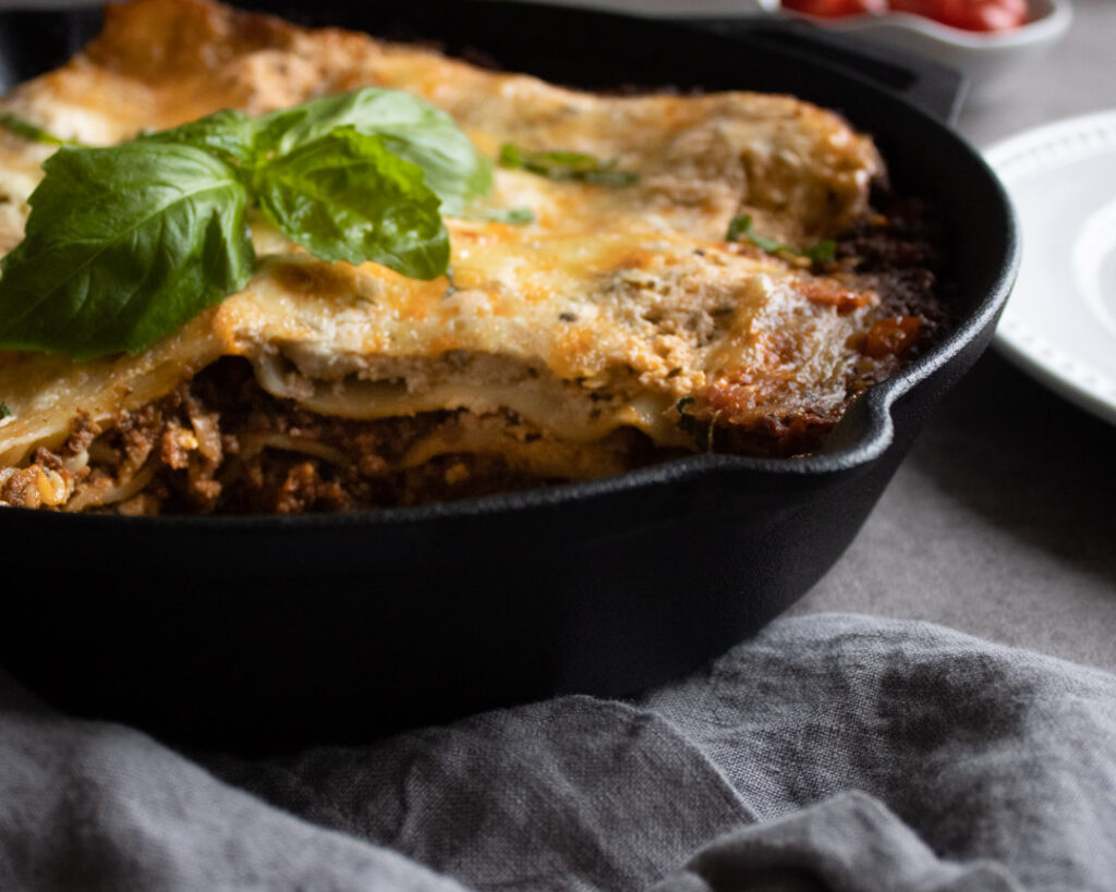 lasagne in a skillet