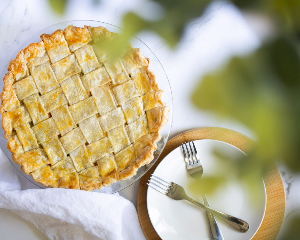 Chess-topped vegetarian potpie